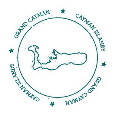 Grand Cayman vektör harita Distressed bir daire ve Yıldız Adası çevresinde kaydırılan metin ile pul seyahat