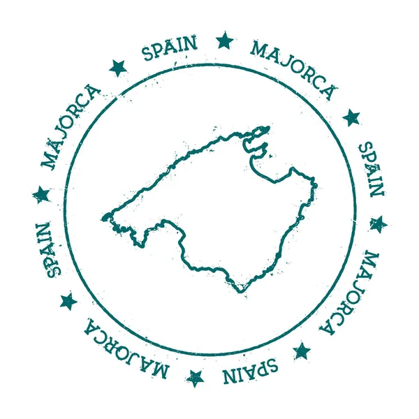 Mapa vetorial de Maiorca Carimbo de viagem angustiado com texto envolto em um círculo e estrelas Ilha —  Vetores de Stock