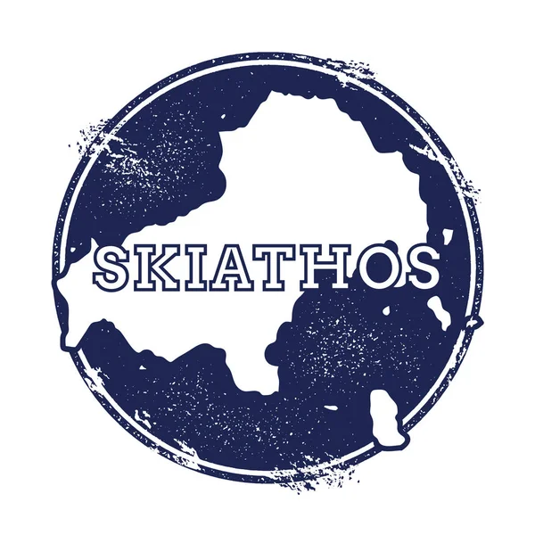 Skiathos Vektorová mapa Grunge razítko s názvem a mapa ostrova vektorové ilustrace Can — Stockový vektor