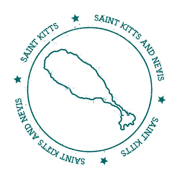 Carte vectorielle Saint-Kitts Timbre de voyage en détresse avec texte enroulé autour d'un cercle et étoiles Île — Image vectorielle