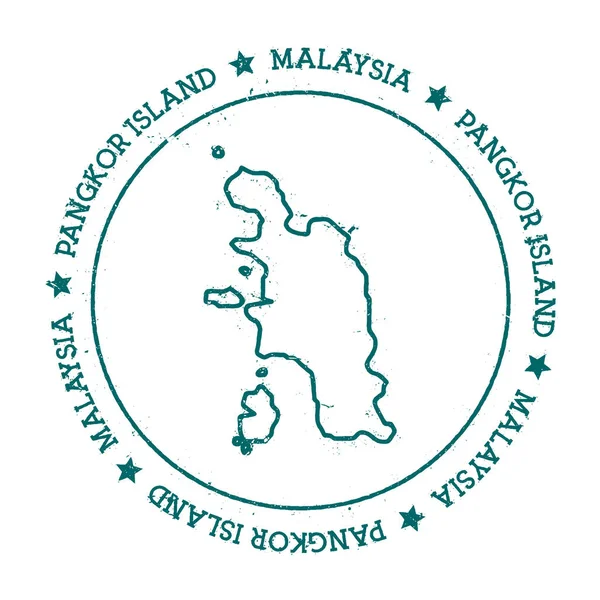Mapa vectorial de Pangkor Island Sello de viaje en apuros con texto envuelto alrededor de un círculo y estrellas — Vector de stock