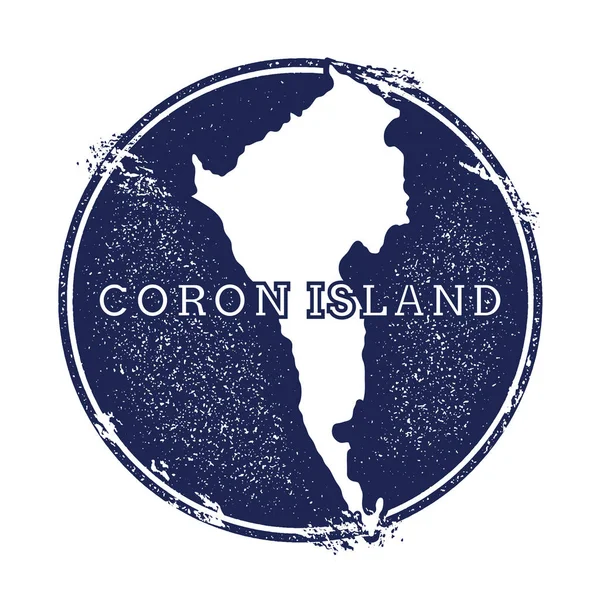 Carte vectorielle de l'île de Coron Timbre caoutchouc Grunge avec le nom et la carte de l'illustration vectorielle de l'île — Image vectorielle