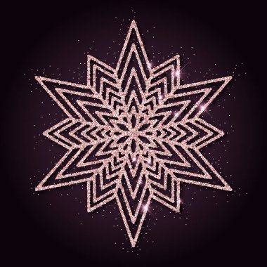 Kar tanesi lüks Noel tasarım öğesi vektör çizim büyüleyici pembe altın glitter