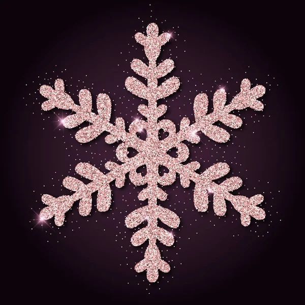 Rosa golden glitter verführerisch schneeflocke luxuriöse weihnachten design element vektor illustration — Stockvektor