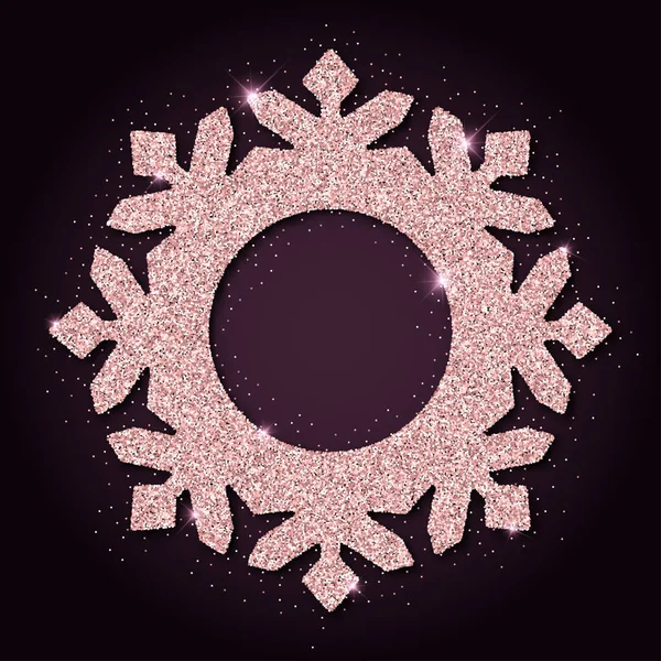 Ροζ χρυσή λάμψη πολυτελή Χριστούγεννα αξιολάτρευτο snowflake σχεδιασμός στοιχείο εικονογράφηση φορέα — Διανυσματικό Αρχείο