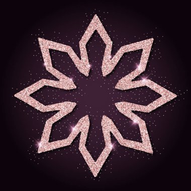 Pembe altın parıltı büyüleyici kar tanesi lüks Noel tasarım öğesi vektör çizim