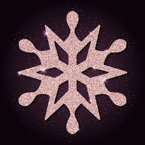 Pink dourado brilho majestoso floco de neve Luxuoso Natal design elemento vetor ilustração — Vetor de Stock