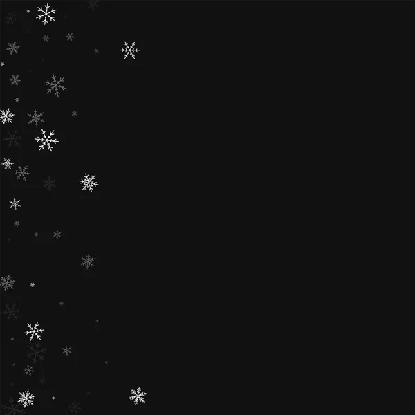 Szórványos havazás absztrakt bal szegély fekete háttér vektor illusztráció — Stock Vector