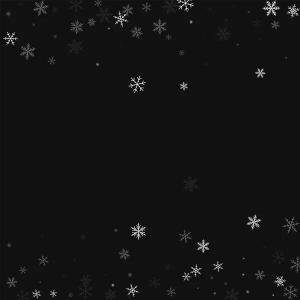 Chute de neige clairsemée Bordure éparpillée sur fond noir Illustration vectorielle — Image vectorielle