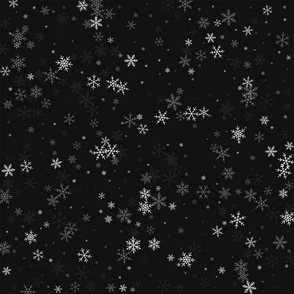 Queda de neve esparsa Padrão espalhado em fundo preto Ilustração vetorial — Vetor de Stock