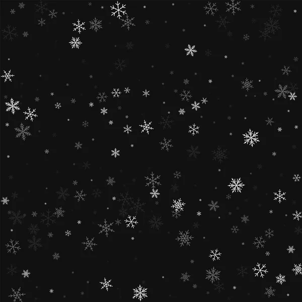 Escasas nevadas Dispersar líneas horizontales sobre fondo negro Ilustración vectorial — Vector de stock