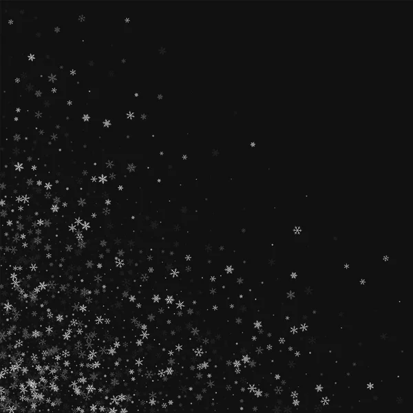 Güzel kar yağışı dağınık alt sol köşede siyah arka plan vektör çizim
