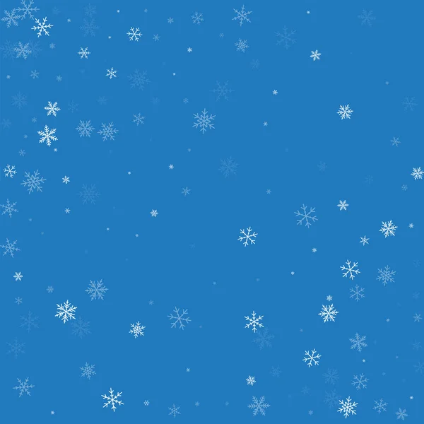 Chute de neige clairsemée Modèle abstrait éparpillé sur fond bleu Illustration vectorielle — Image vectorielle