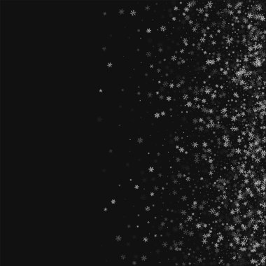 Güzel kar yağışı dağılım değil degrade siyah arka planda vektör çizim