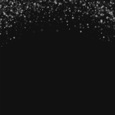 Siyah arka planda vektör çizim güzel kar yağışı soyut üst kenarlık