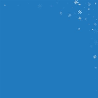 Mavi renkli vektör çizim seyrek kar yağışı soyut sağ üst köşede
