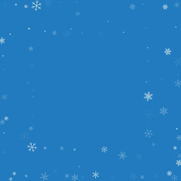 Sparse snowfall Square abstract frame on blue background Vector illustration — Stock Vector