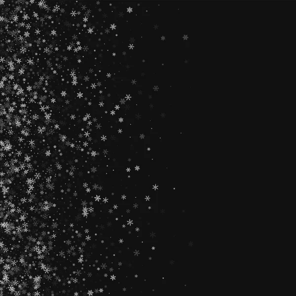 Belle chute de neige Éparpillement gauche dégradé sur fond noir Illustration vectorielle — Image vectorielle