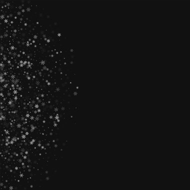 Siyah arka planda vektör çizim güzel kar yağışı sol yarım daire