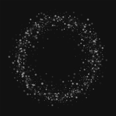 Güzel kar yağışı Ring çerçeve siyah arka planda vektör çizim
