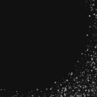 Güzel kar yağışı soyut sağ alt köşede siyah arka plan vektör çizim