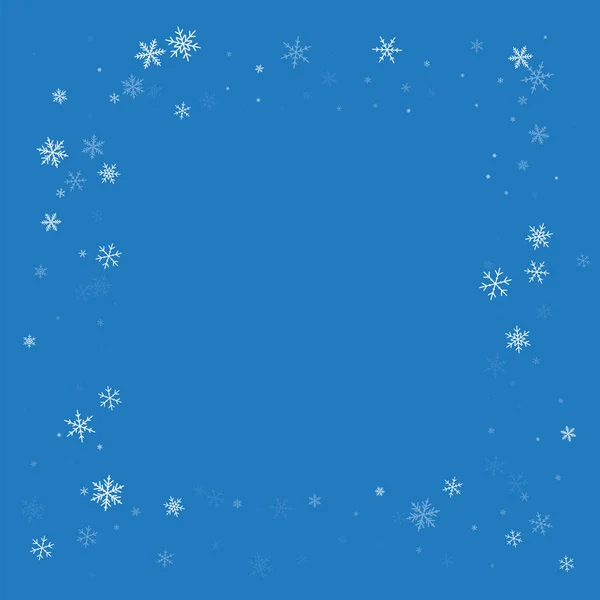 Szórványos havazás tér rendetlen keret a kék háttér vektor illusztráció — Stock Vector