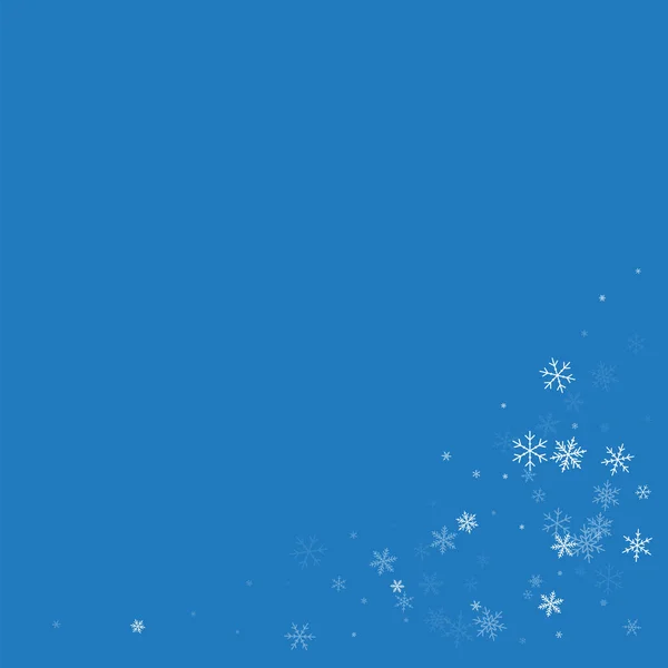 Seyrek kar yağışı alt sağ köşede mavi renkli vektör çizim — Stok Vektör