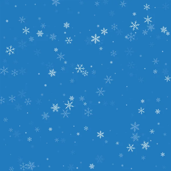 Sparse sneeuwval chaotische scatter lijnen op blauwe achtergrond vectorillustratie — Stockvector