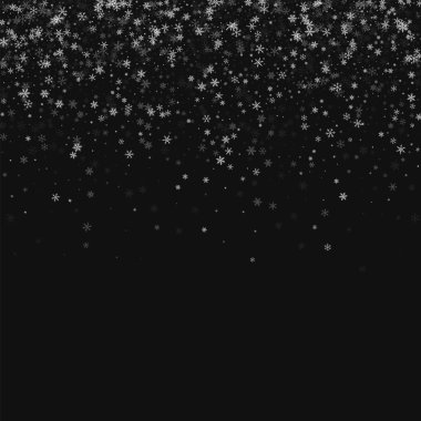 Güzel kar yağışı dağılım üst degrade siyah arka planda vektör çizim