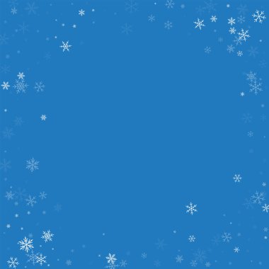 Seyrek kar yağışı Bordered çerçeve mavi arka plan vektör çizim üzerinde