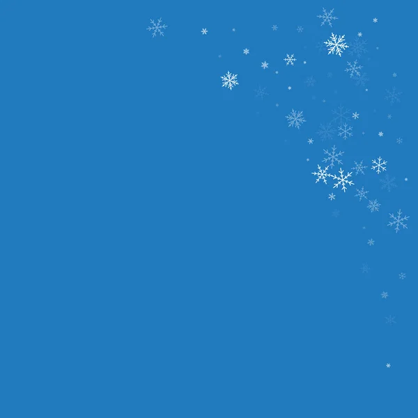 Het rechter bovenhoek sparse sneeuwval op blauwe achtergrond vectorillustratie — Stockvector