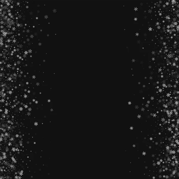 Schöner Schneefall chaotisch Rand auf schwarzem Hintergrund Vektor Illustration — Stockvektor