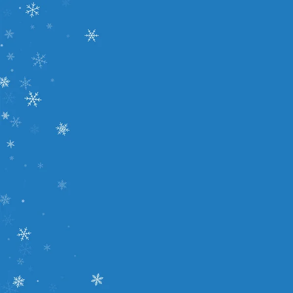 Sparse snowfall Abstract left border on blue background Vector illustration — Stock Vector