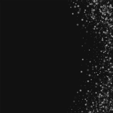 Siyah arka planda vektör çizim güzel kar yağışı soyut sağ kenarlık