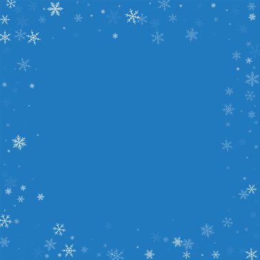 Seyrek kar yağışı kaotik sınır üzerinde mavi arka plan vektör çizim