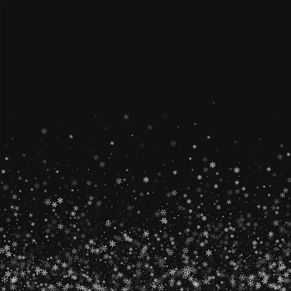 Vackra snöfall Scatter botten lutning på svart bakgrund vektorillustration — Stock vektor