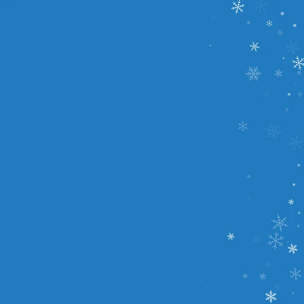 Sparse snowfall Abstract right border on blue background Vector illustration — Stock Vector