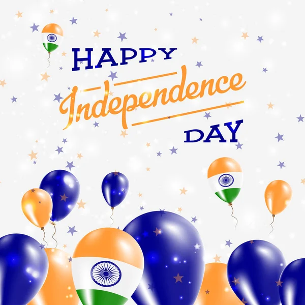 Dzień Niepodległości Indii patriotyczne projekt balony w barwach narodowych kraju, szczęśliwy — Wektor stockowy