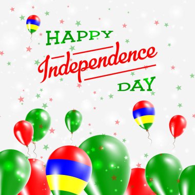 Mauritius Bağımsızlık günü mutlu ülkenin ulusal renklerde vatansever tasarım balonlar