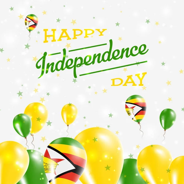 Dag van de onafhankelijkheid van Zimbabwe patriottische Design in de nationale kleuren van het land gelukkig ballonnen — Stockvector