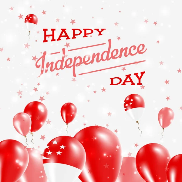 Dzień niepodległości Singapuru patriotyczne projekt balony w barwach narodowych kraju, szczęśliwy — Wektor stockowy