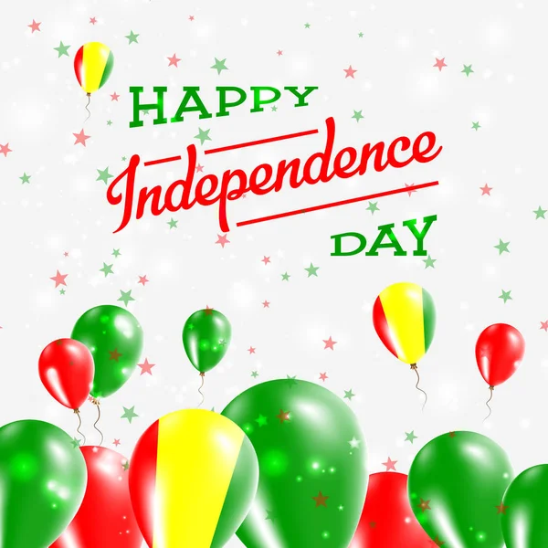 幸せの国の国旗の色で風船の愛国心が強いデザイン ギニア独立記念日 — ストックベクタ