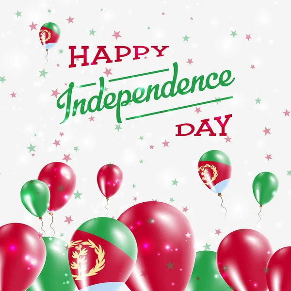 Dia da Independência da Eritreia Balões de Design Patriótico em Cores Nacionais do País Feliz — Vetor de Stock