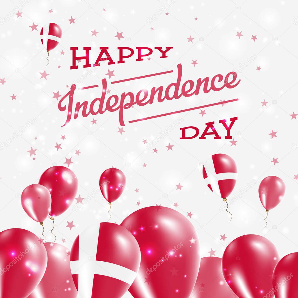 Denmark Independence Day Patriotic Design. Balloons in National Colors of the Country. Happy Independence Day Vector Greeting Card.
