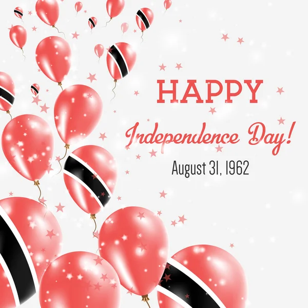 Trinidad och Tobago självständighetsdagen hälsningskort flygande ballonger i Trinidad och Tobago nationella — Stock vektor