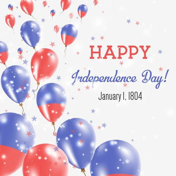 Dzień Niepodległości Haiti kartkę z życzeniami Latające balony w Haiti barwy narodowe niezależności szczęśliwy — Wektor stockowy