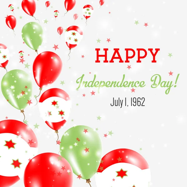 Burundi Carte de vœux du Jour de l'Indépendance Ballons Volants au Burundi Couleurs Nationales Heureuses — Image vectorielle