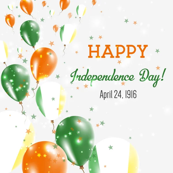 Tarjeta de felicitación del Día de la Independencia de Irlanda Globos voladores en Irlanda Colores nacionales Happy — Archivo Imágenes Vectoriales