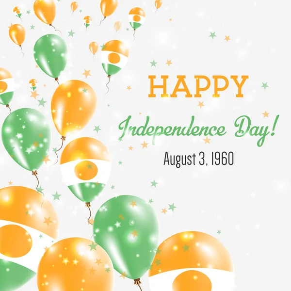 Niger Dzień Niepodległości życzeniami Latające balony w niezależności szczęśliwy barwy narodowe Niger — Wektor stockowy