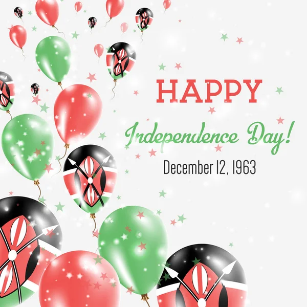 Kenya Independence Day Carte de voeux Ballons volants au Kenya Couleurs nationales Happy Independence — Image vectorielle